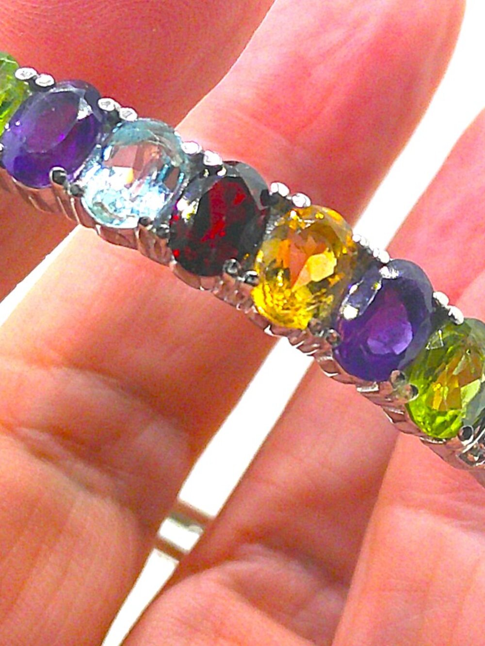 Semi-Precious Multi-Stone Stainless Steel Bracelet